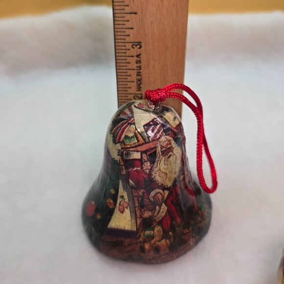 3 Vintage Victorian Decoupage Christmas Olde World Paper Mache Ornaments - Picture 8 of 8